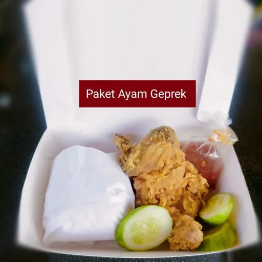 Ayam geprek dan nasi