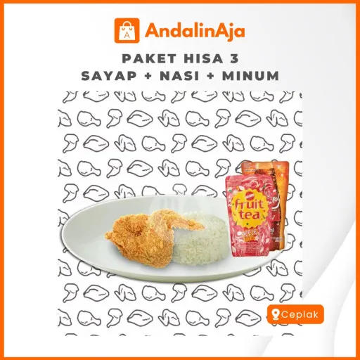 'Paket Hisa 3 Sayap + Nasi + Minum'