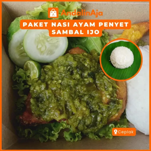 Paket Nasi Ayam Penyet Sambal Ijo